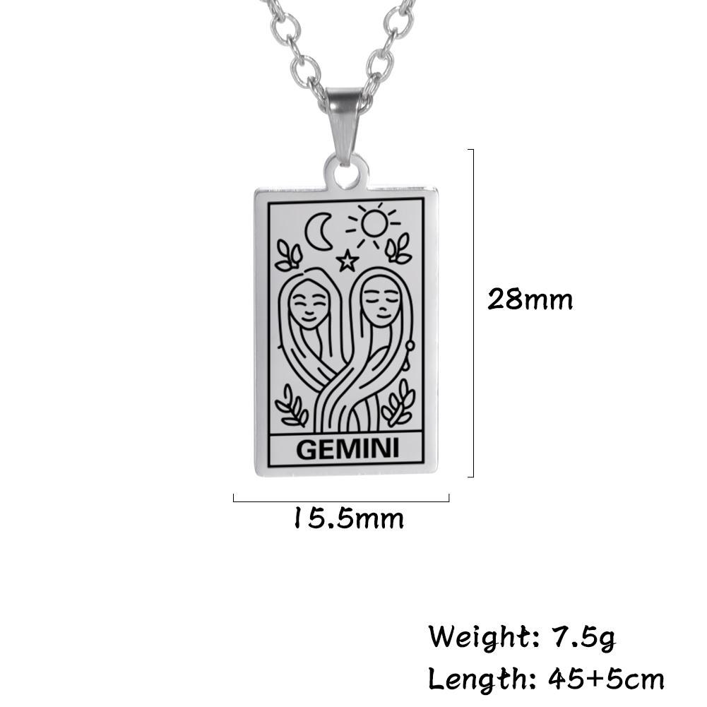 LIKGREAT 12 Constellation Necklace for Women Men Zodiac Sign Neckchain Vintage Stainless Steel Jewelry Amulet Gifts