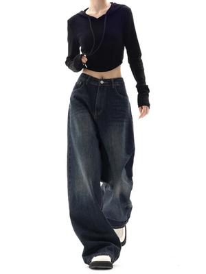 Jeans a gamba larga da donna Moda coreana Harajuku Pantaloni in denim larghi Oversize Streetwear Vintage Y2k Pantaloni casual primaverili