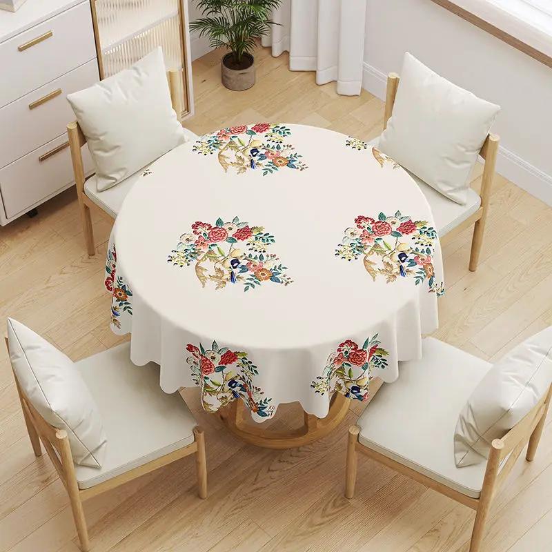 Round Coffee Tablecloth Waterproof Oil Resistant Washable PVC Tablecover Erasable Scald Resistant Minimalist Household Table Mat