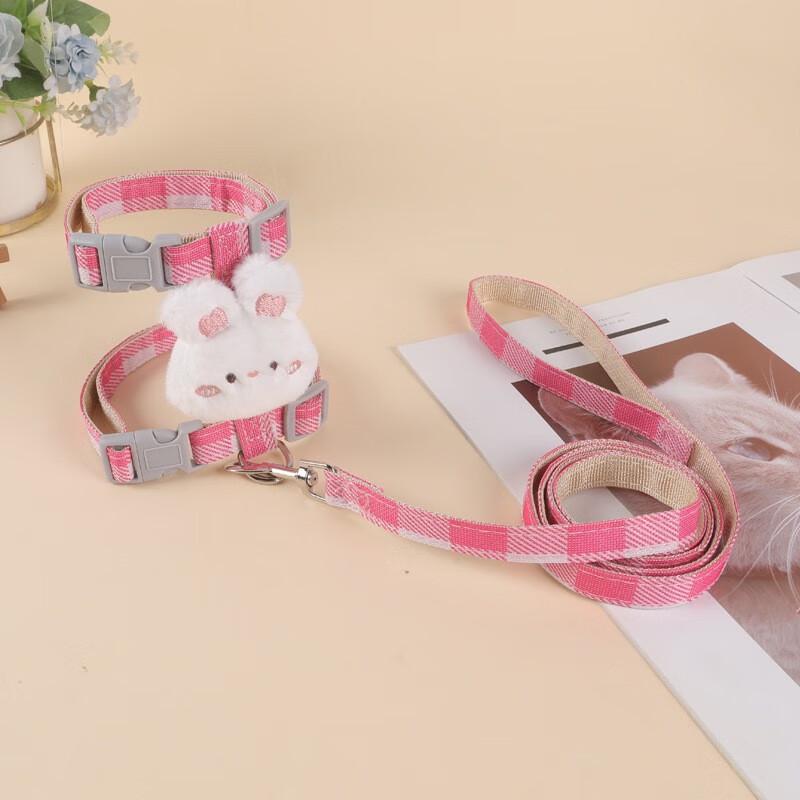 OJW Adjustable Pet Cat Harness & Leash Set - Red Plaid