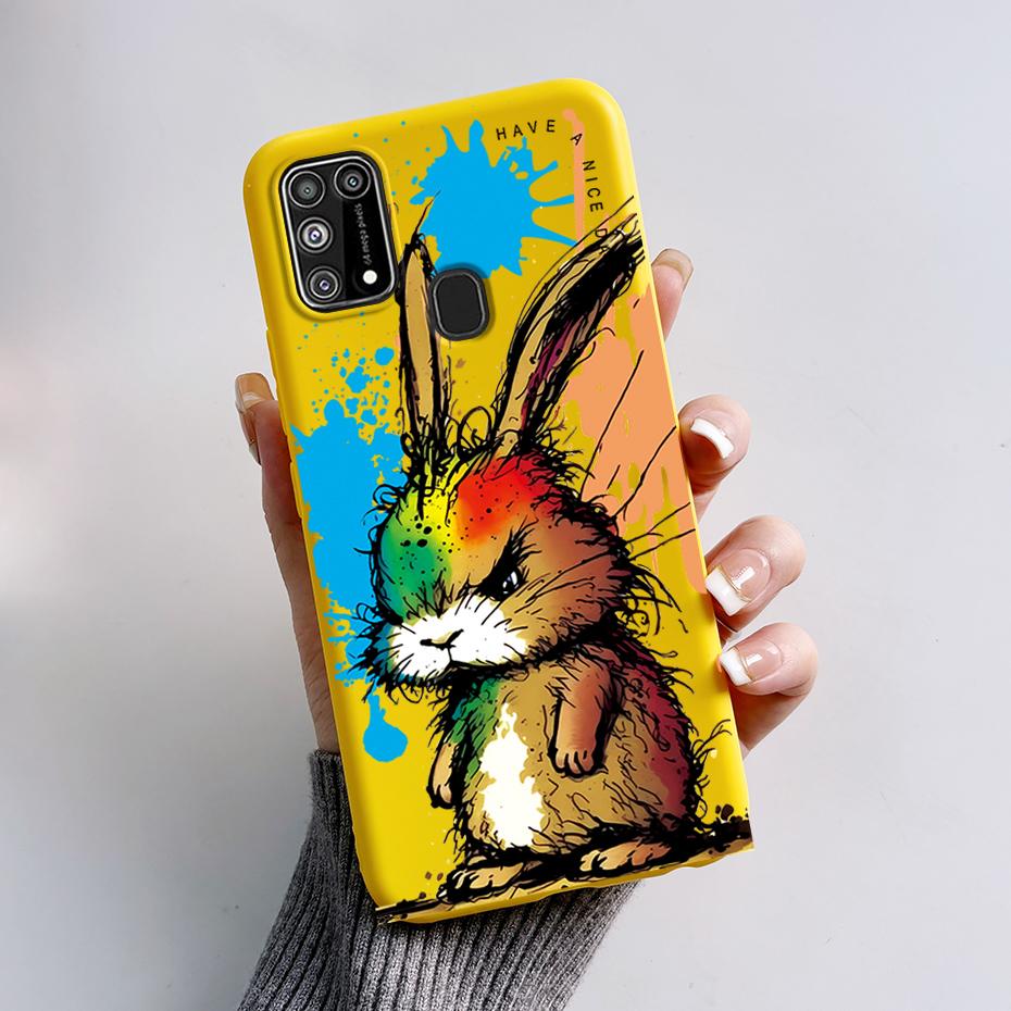 Silicone Case For Samsung M31 M 31 Cover Cute Rabbit Panda Shockproof Phone Case For Samsung Galaxy M31s M31 s M315F M317F Etui