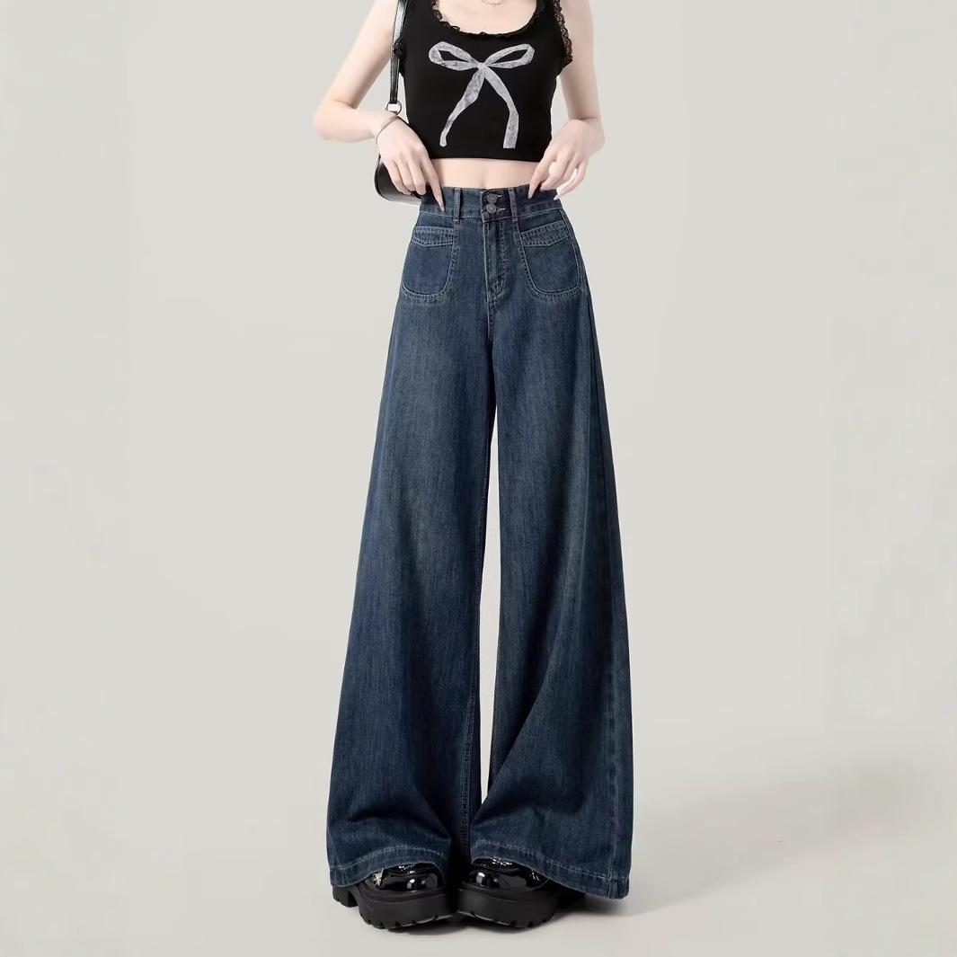 

Женские джинсы широкие, свободного кроя, с плюшевой подкладкой, весна/зима, большого размера, драпирующиеся прямые, длиной до пола (Стиль 2024) M