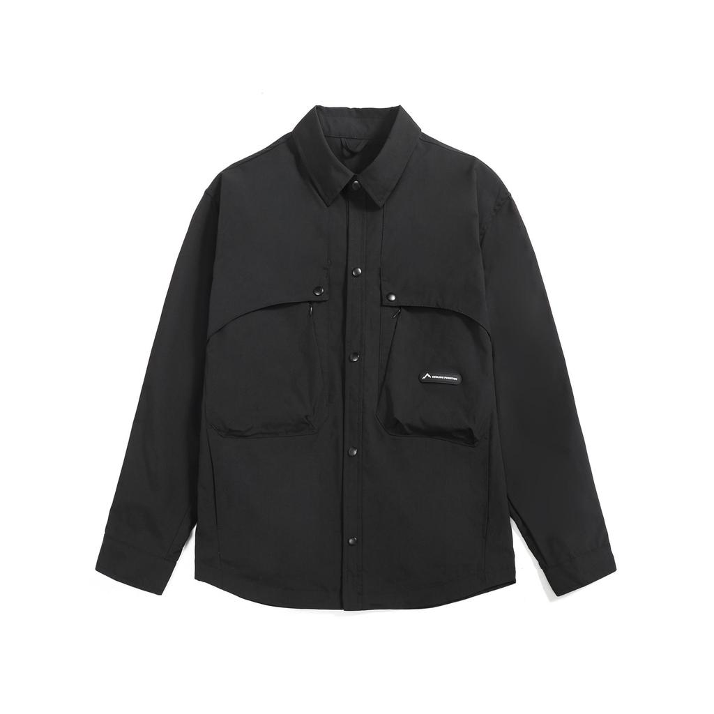 Nouveau Vêtement de Travail Fonctionnel Printemps Veste Chemise Mode Polyvalente Couleur Unie Veste à Revers Chemise Manches Longues Homme Tendance