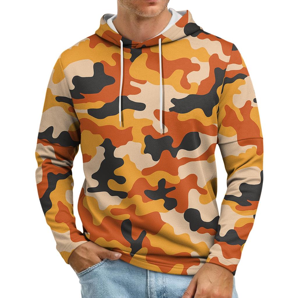 Men's Loose-fitting Casual Camouflage Print Hooded Sweatshirt