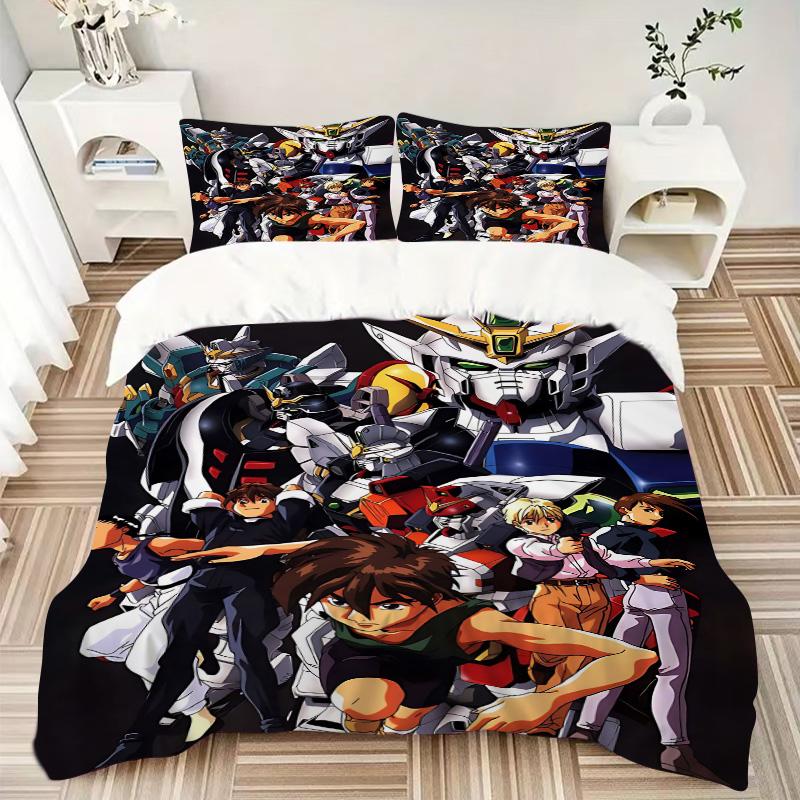 Mobile Suit Adventure Print 3Pcs Bedding Setduvet Cover With 2 Bedropillowcase Home Birthday Gift