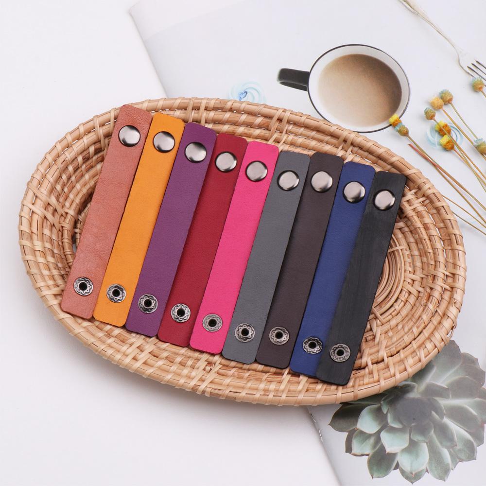 Work Travel Accessories Earphone Wrap Winder Wire Ties Tie Wraps Keeper Leather Cable Straps