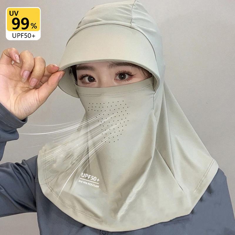 1Pc Ice Silk Sun Hat Face-Protecting Sunscreen Cool Breathes Anti-Ultraviolet Hat With Shawl Women Outdoor Cycling Sun Hat