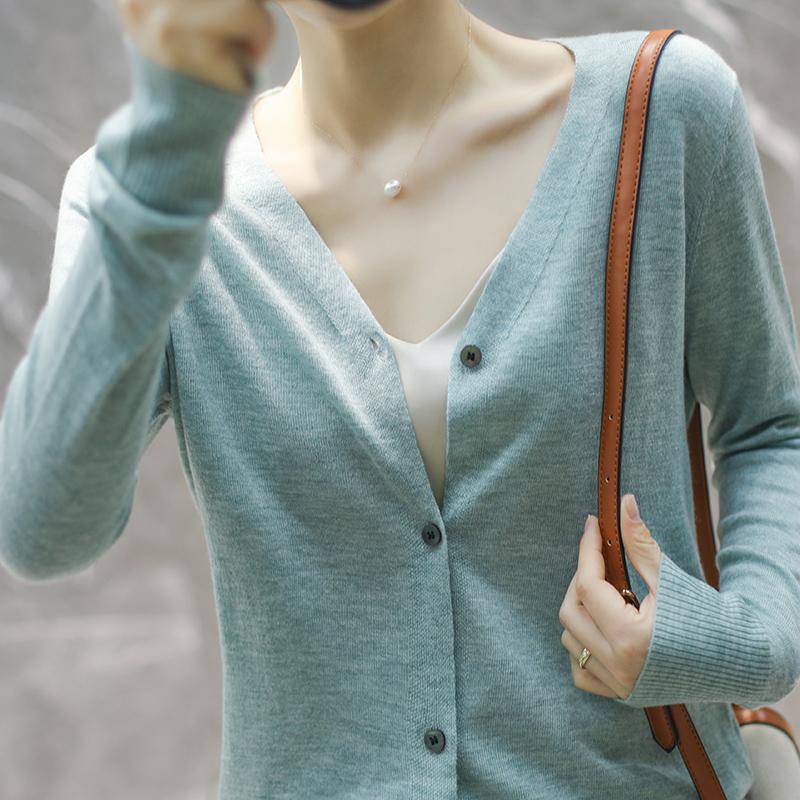 Pulover de lână de damă Qinghe cașmir 50% mătase 50% lână cardigan de lână toamnă și iarnă moale și calduroasă