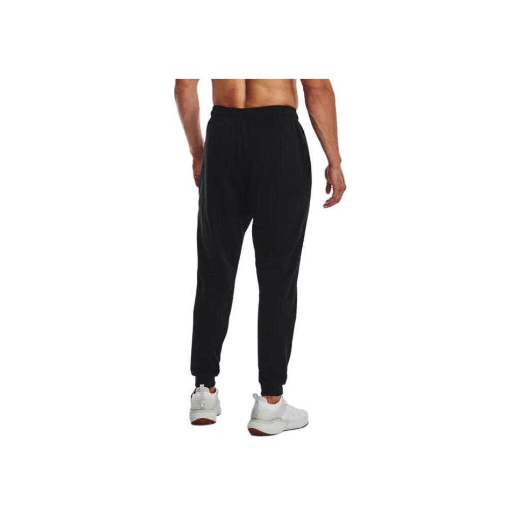 Under Armour Project Rock Terry Joggers Logo Print Mid Rise Cuffed Casual Pants Men Joggers Black 1355634-002