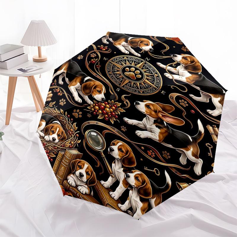 1PC Beagle Books Umbrella-8-Rib Reinforced, Automatic Open, Lightweight & Durable, Fashion Accessory for Outdoor, Beach L0382