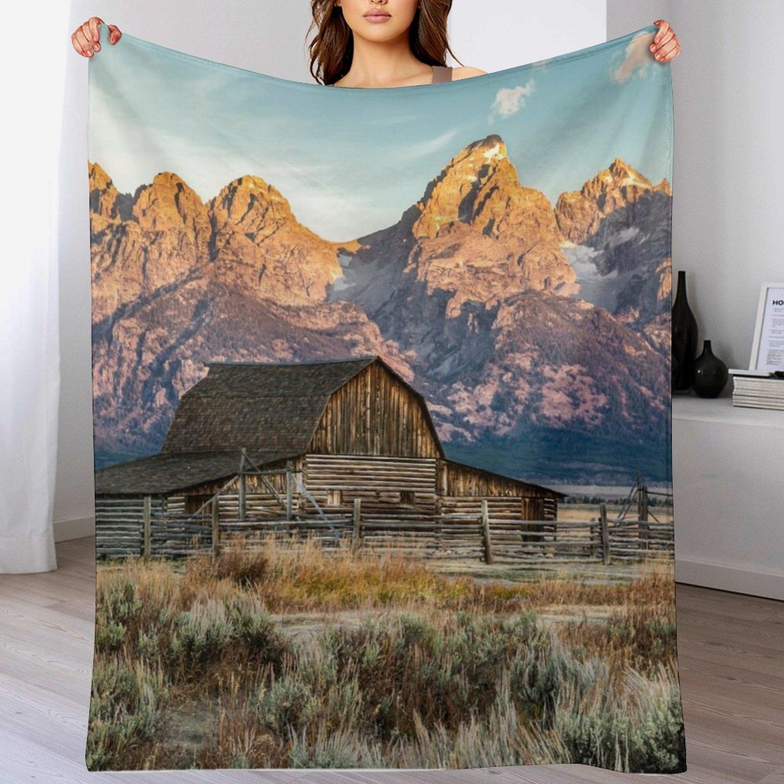 Grand Teton National Park Moulton Barn Throw Blanket Elegant Warm Throw Blanket for Hotel Home 102x76cm(40x30in)
