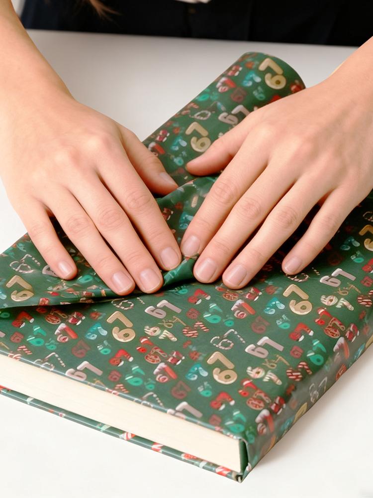 Christmas Wrapping Paper Rolls Santa Claus Craft Supplies Wide Festive Decoration Wrapping Roll for Party Kids Shower Wedding