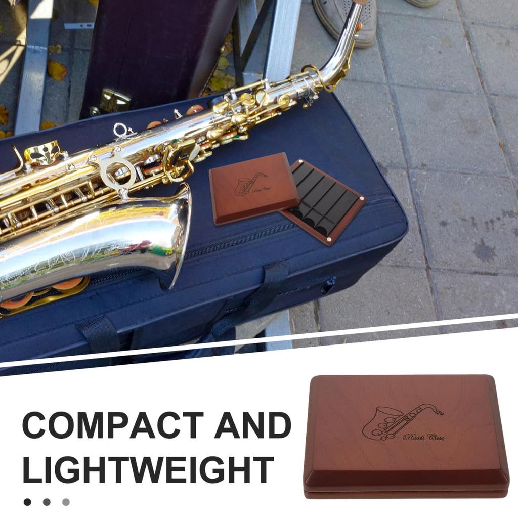 ifundom Alto Saxophone Reed Case, Double Opening, Wooden, Shockproof, Waterproof, Reed Storage Box, Lightweight, Portable, Also Suitable for