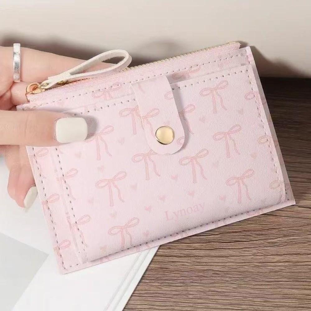 New Ultra-thin Short Wallet Zipper Bowknot Card Clip Lightweight Coin Purse Women