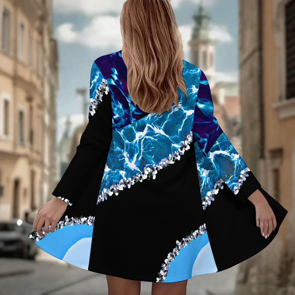 Women's Gradient Stripe Speckle Ethnic 3D Print Long Sleeve Open Front Cardigan, Casual Loose Fit Lightweight Street Style Outerwear