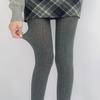 Girls' Retro Cable Knit Gray Tights - Thickened Autumn/Winter JK Style Socks with White Base Layer.