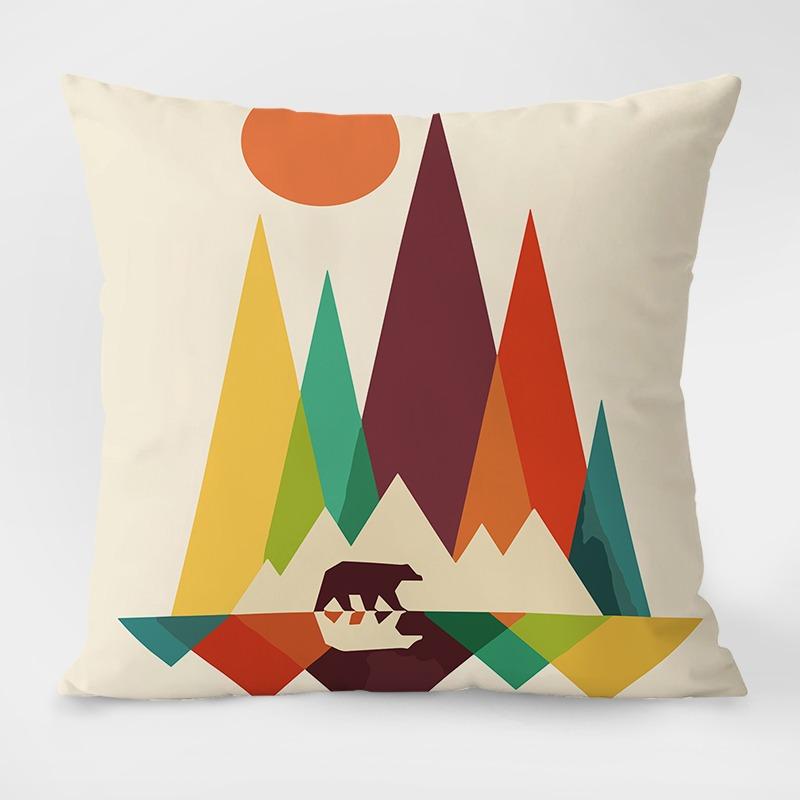 Geometric Colorful Pattern Decorative Pillowcase Living Room Bedroom Square Cushion Pillowcase