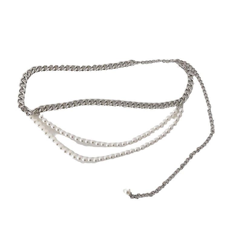 European & American Multi-layer Faux Pearl Retro Waist Chain for Women