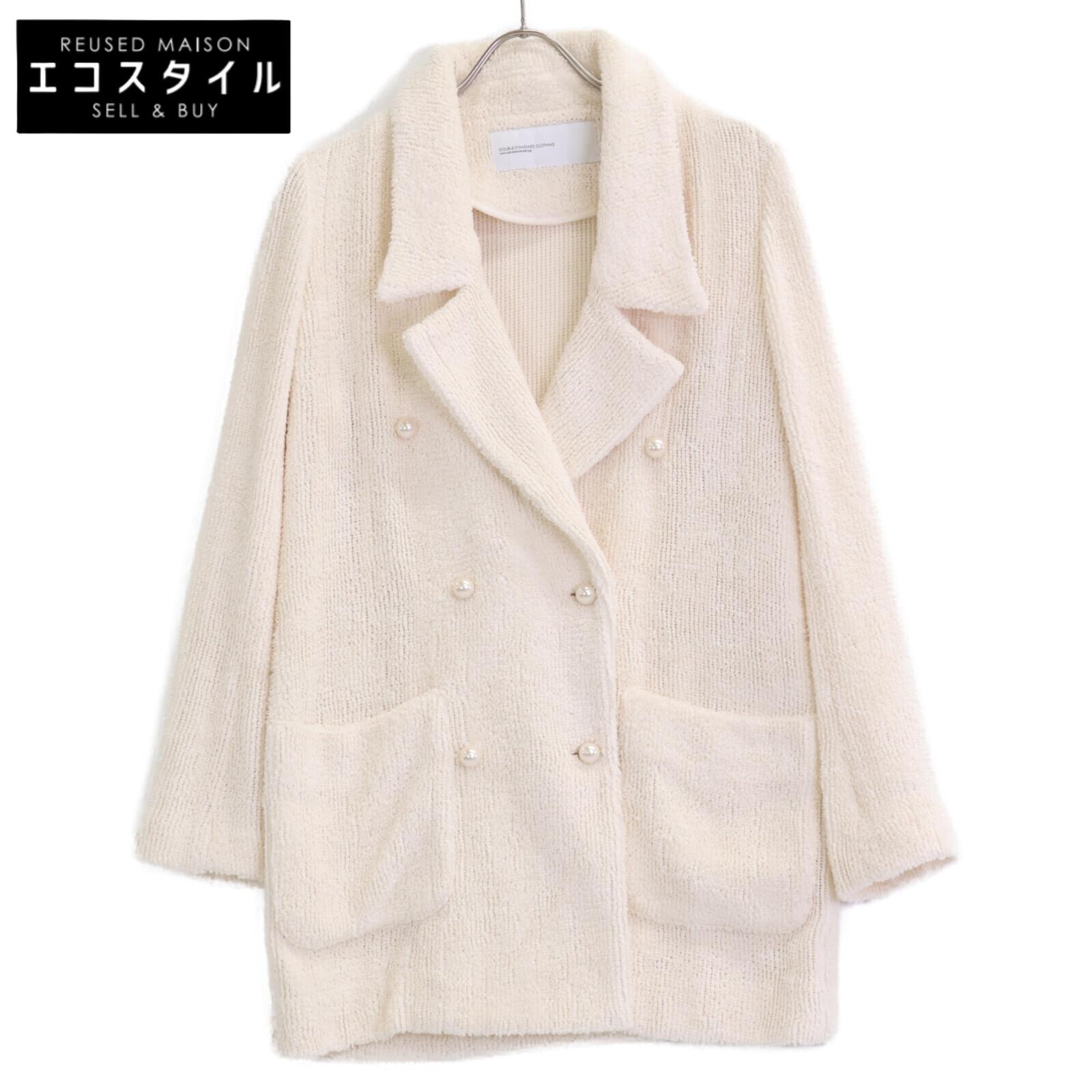 

DOUBLE STANDARD CLOTHING White pile double-breasted jacket with pearl buttons Jacket 36 IvoryUsed