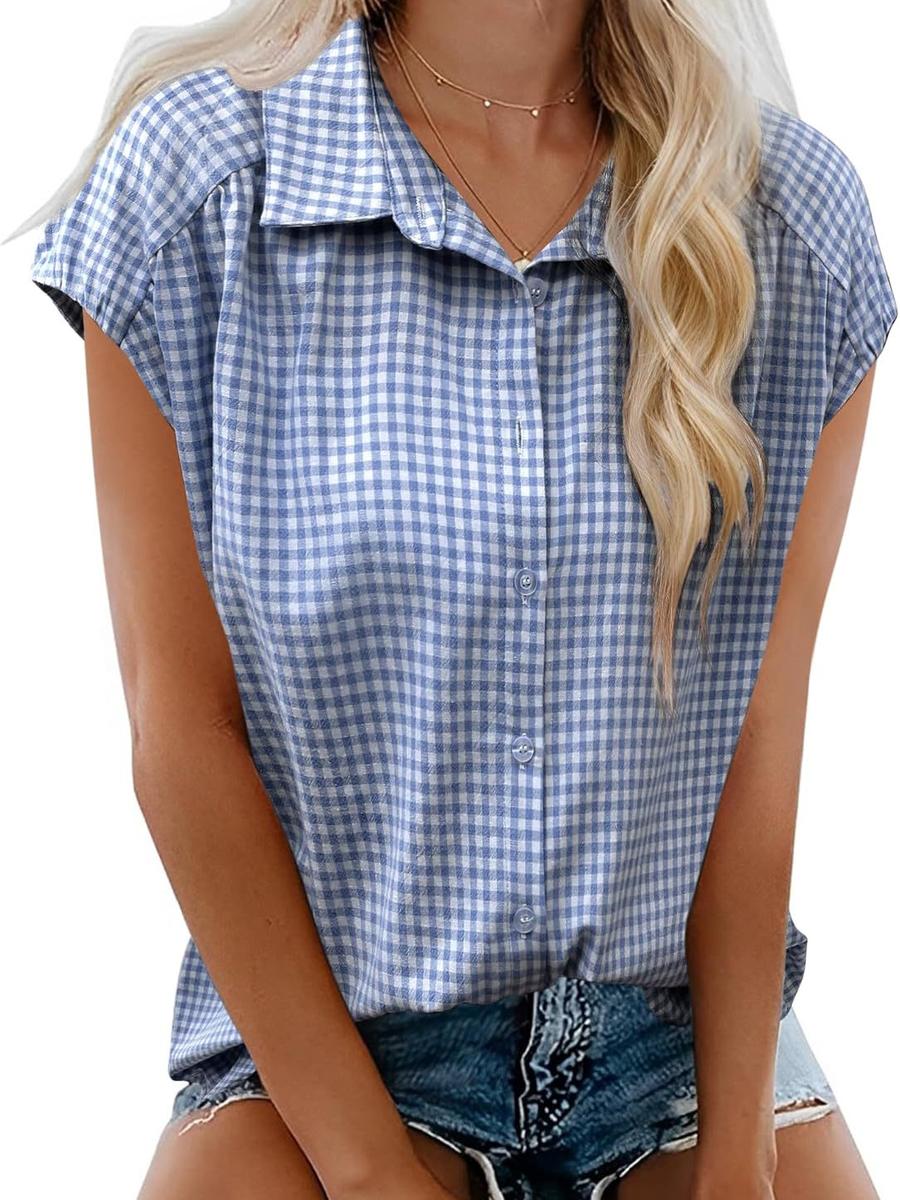 Женская летняя новая рубашка с коротким рукавом и бантом, свободный топ с оборками S синий