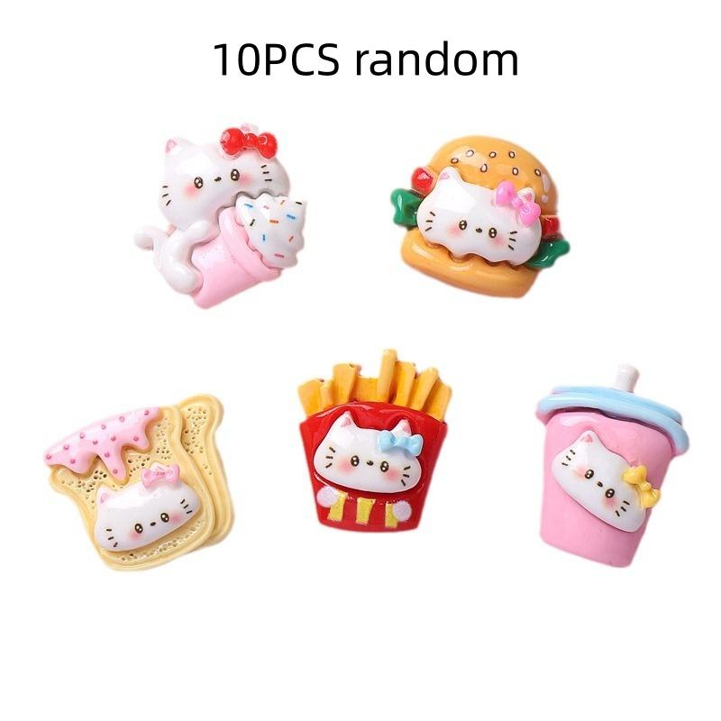 10/100PCS Cartoon glossy food, cat DIY resin accessories, handmade hair clips, phone cases, water bottles, headwear accessories