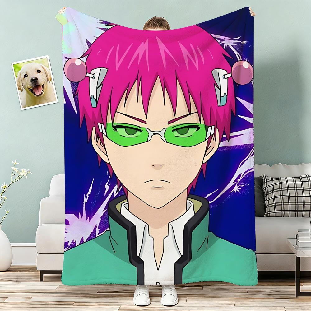 The Disastrous Life of Saiki K Anime Throw Lightweight 240g Flannel Blanket Soft Skin-friendly for Summer Cooling