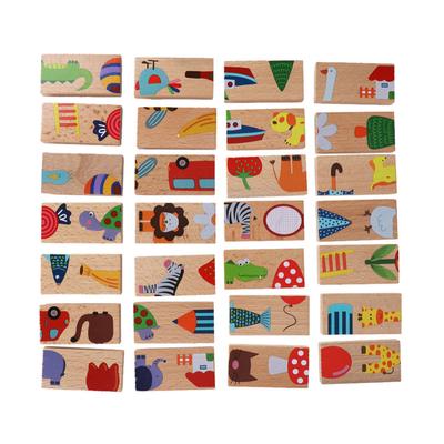 28 ks/sada Zvířecí barevné stavební kostky Sada Dřevěné puzzle Vzdělávací hračka Hry pro miminka a děti