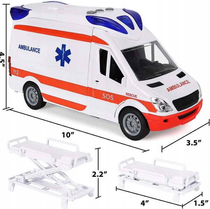 Auto Karetka Pogotowia Ambulans Samochód Na Napęd Z Dźwiękiem + Nosze