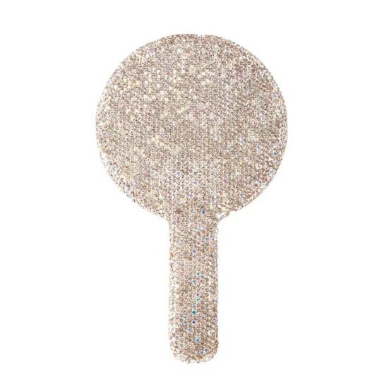 

Дзеркало для макіяжу з блискітками та стразами на довгому держаку Висока прозорість Портативне жіноче дзеркальце Кругле З серцем Квадратне Ручне косметичне дзеркало A білий