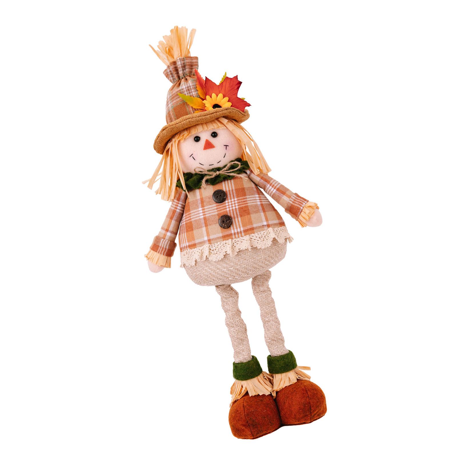 

Украшение пугало на День благодарения, сезон урожая, регулируемая кукла, настольное украшение для дома, выдвижная фигурка women