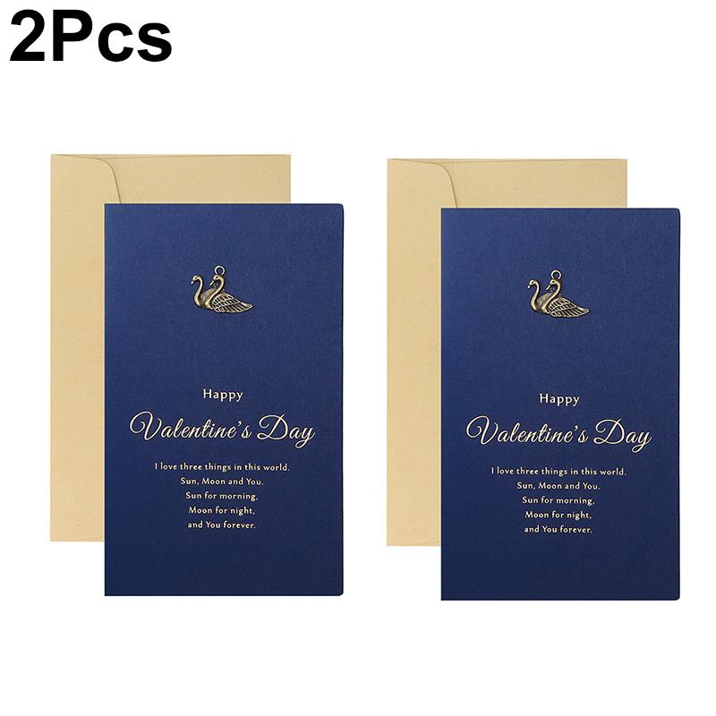 2Pcs Party Supplies For Blessing Gift Kraft Paper Valentine's Day Valentine Cards Vintage With Envelope Cartoon Pattern