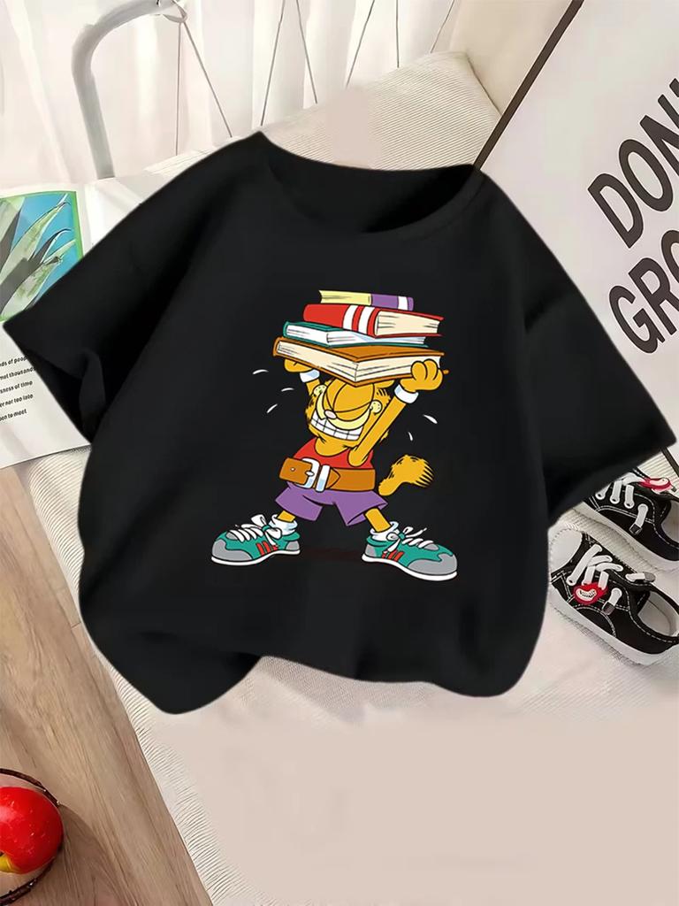 Nermal Garfield Short Sleeve T Shirt Children Summer Cute Crewneck Street Ages 3-14