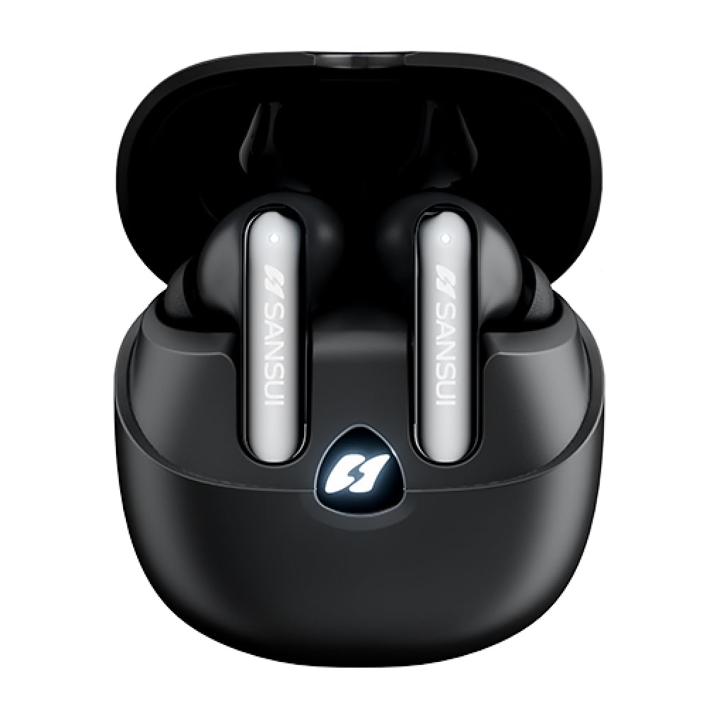 SANSUI W22PRO Wireless Bluetooth Noise Automatic Playback Fast Compact and Perfect for and Gaming Earphones, 5.4, Cancelling, Pairing, IPX4,