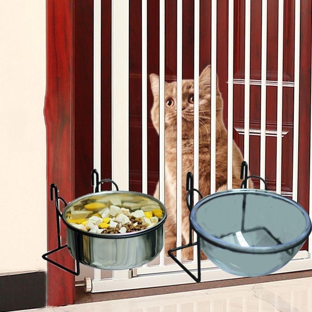 

Large Capacity Cage Hanging Dog Basin Stainless Steel Pet Feeding Bowl Dog Water Food Bowl Travel Style A