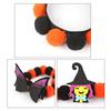 Witch Bat Pumpkin Collar Halloween Pom-pom Cat Collar, Adjustable Cute Dog with Decorations Orange And Black Pom-poms for Cats Dogs Photogenic