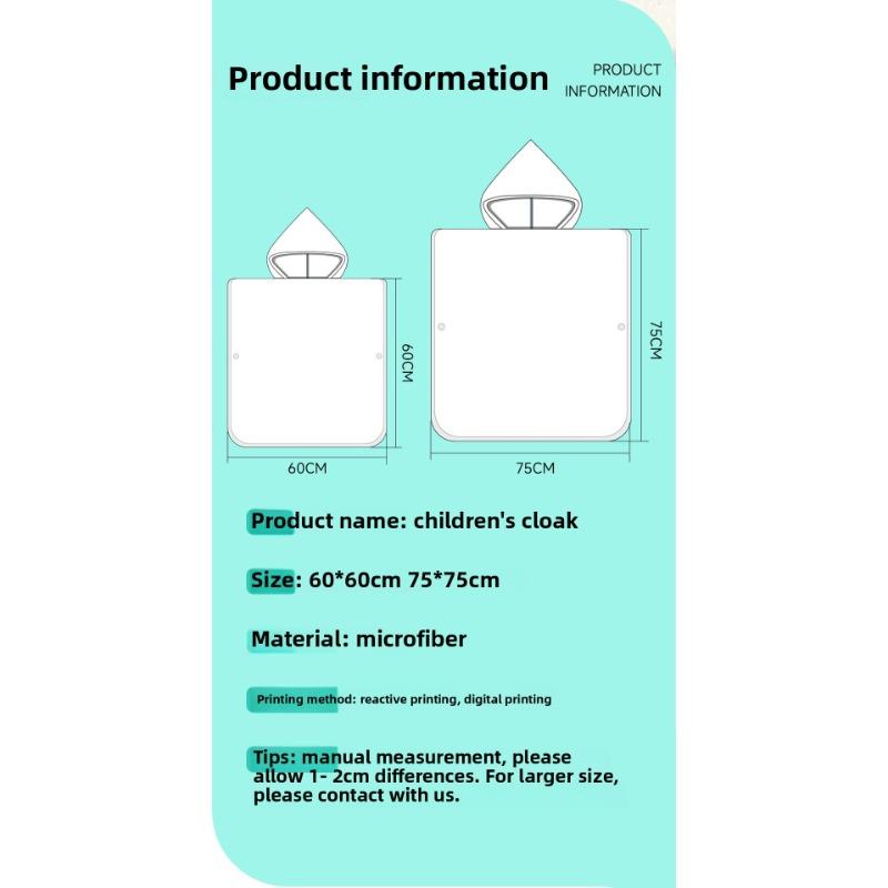 Children's Cloak Bath Towel Cloak Beach Hooded Bath Towel Water Absorption Stripes Digital Printed Beach Bathrobe