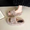 2025 Autumn Wool Slippers Women's Daily Adult Slippers Korean Version Student Flat Heel Beach Shoes Outer Slippers