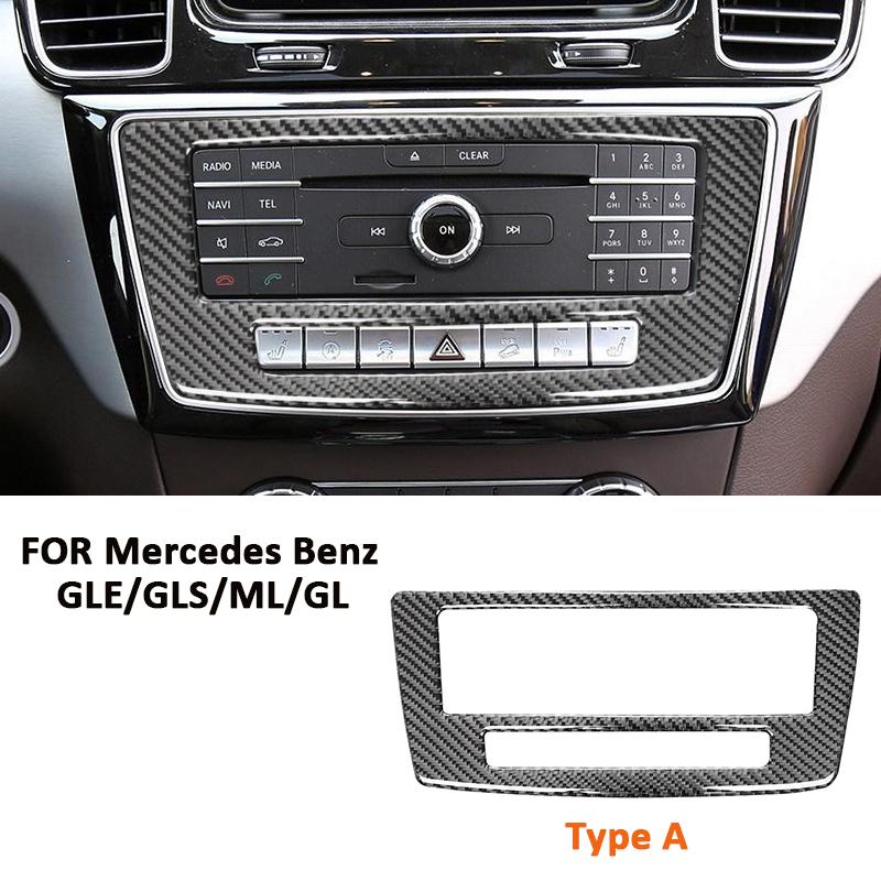 Carbon Fiber Car Center Console Multimedia CD Control Panel Frame Interior Decoration Sticker For Mercedes Benz GLE GLS ML GL
