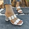 Fashion Women's Block Heel Sandals Fashion Square Open Toe One Strap Non-slip Wear-resistant Temperament High Heels Slides Sandales