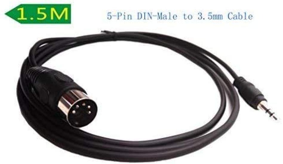 SinLoon DIN do M 5ft Wtyk DIN Męski do Gniazda TRS Męskiego MM Calowego Konwerter Wtyku Stereo Kabel Audio DIN 5-Pinowy 3,5mm (1 / 8in) TRS, 1,5 / 5-Pin 3,5 1/8