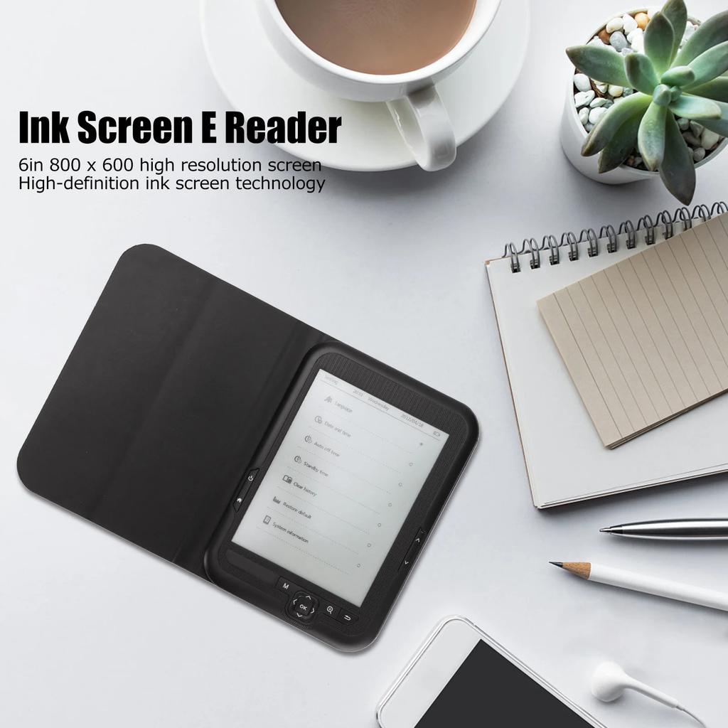 E Book Reader E Reader Black 6in 800x600 HD Ink Screen Eye  E Reader E Book Devices Support FM Music Playback E Reader