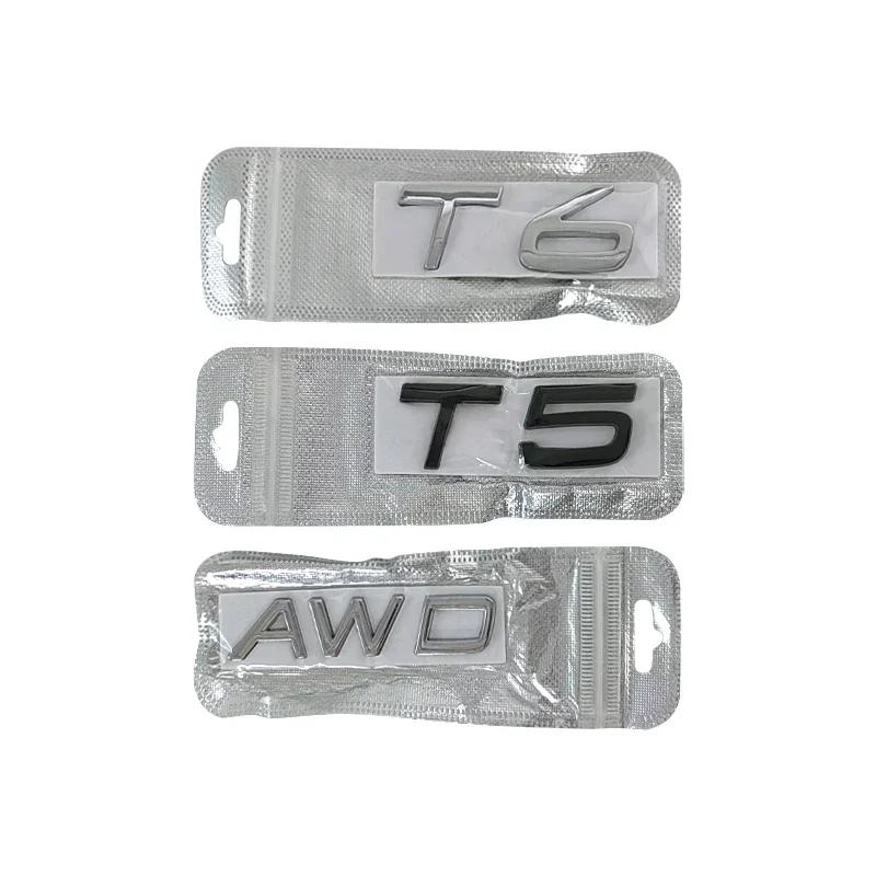 3d Metal T5 Logo T6 Emblem AWD Letters Car Trunk Badge Sticker