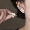 Oil drop pearl flower earrings retro temperament stud earrings niche light luxury high-end earrings women