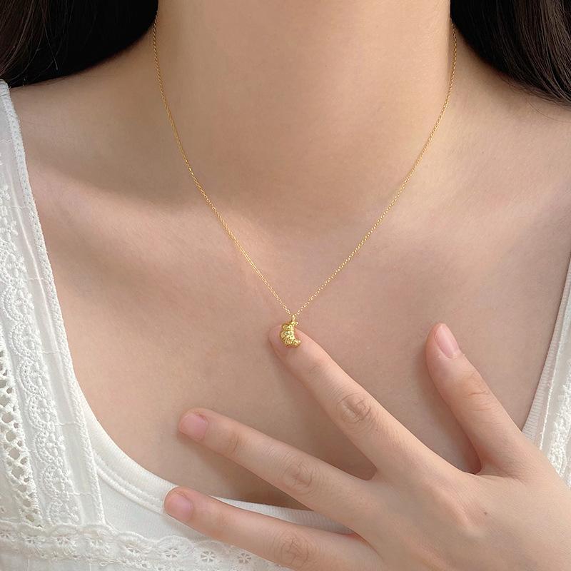 Minimalistische Kuhhorn-Taschen-Halskette für Damen Nische Schlüsselbeinkette Ins Luftgekühltes Licht Wind Halskette