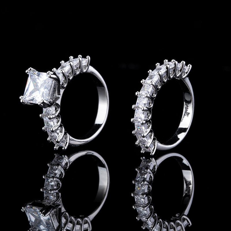 Accessoires Imitations-Mosambikanischer Diamantring Partnerring Ehering Antragsring Luxus Temperament Zirkon Set Ring