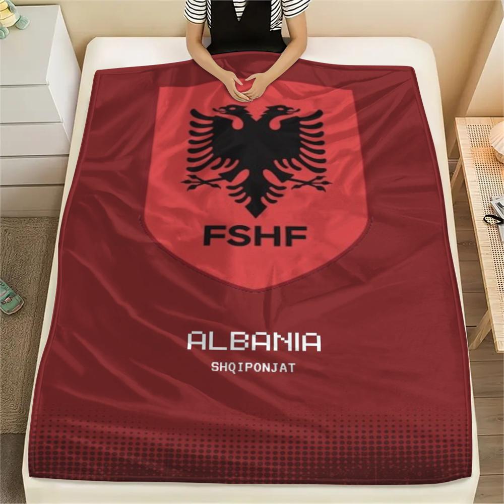 1pc Republic of Albania Print Flannel Blanket, High Quality Comfortable for All Seasons, Home Decor, Warmth and Comfort, Perfect for Christmas Gifts79