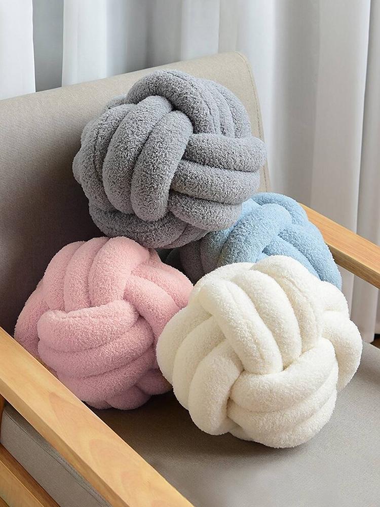 Woven Ball Pillow, Knotted Cushion with Backrest, Perfect for Sofa Decoration For Home, Bedroom Decoration