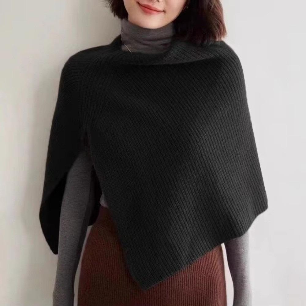 Pullover Women Cape Thicken High Neck Scarf Elegant Knitted Shawl Girl