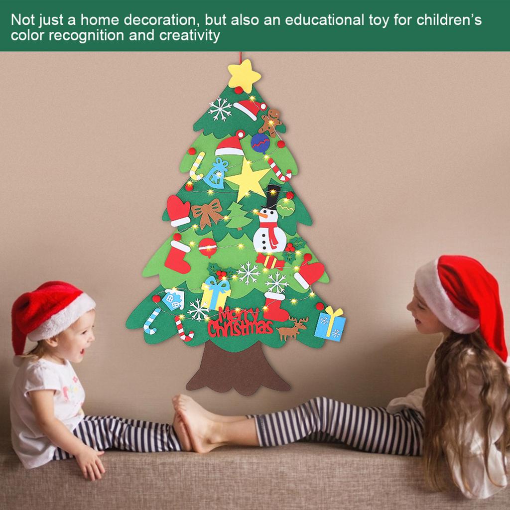 Christmas Decoration Wall Hanging Christmas Tree Felt   Holiday Party Ornament with LED