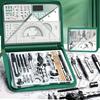 1set Premium Stainless Steel Precision Engineering Drawing And CAD Design Tool Set-And Storage Box - Heavy-Duty Construction
